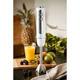 Frullatore ad immersione Adler 850W in bianco con accessori, ideale per frullare e mixare ingredienti freschi