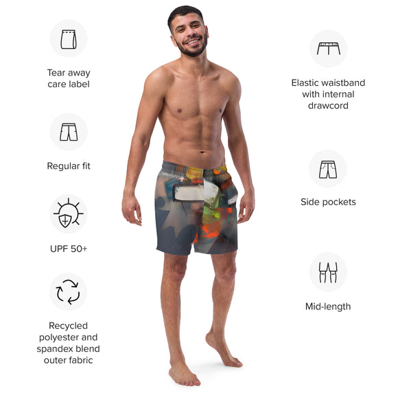 Costume da bagno uomo tessuto riciclato con vita elasticizzata e tasche laterali