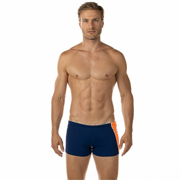 Slip da uomo mare Aquarapid blu con dettagli arancioni, ideale per sport acquatici e nuoto
