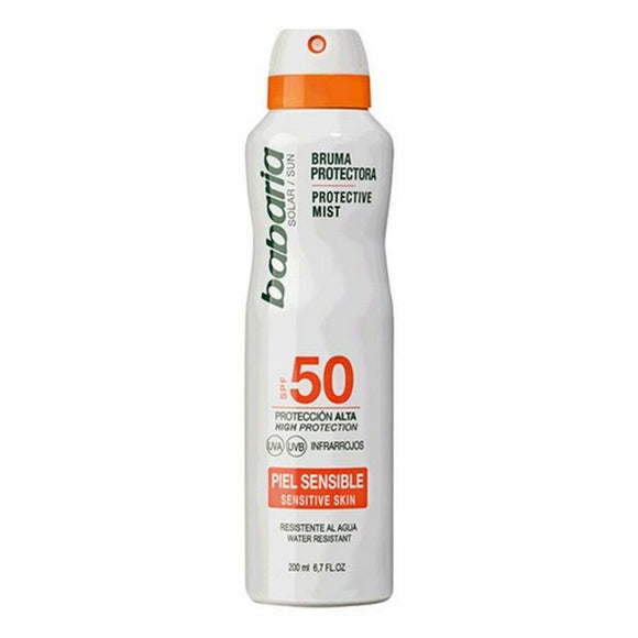 Babaria spuma solare protettiva SPF 50 per pelle sensibile in confezione da 200 ml
