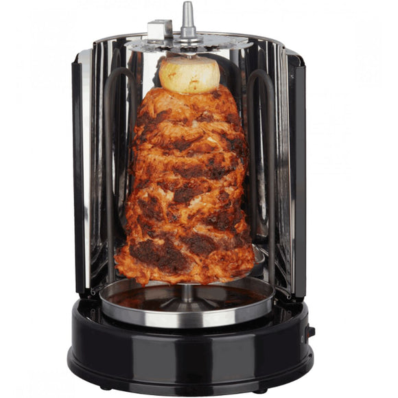 Barbecue elettrico domestico Heinrich's con girarrosto per preparare pollo e carne con facilità