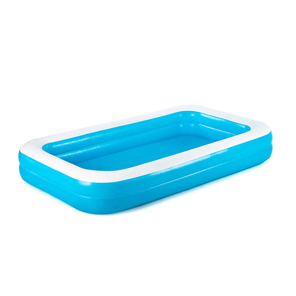 Piscina gonfiabile rettangolare Bestway in blu, ideale per il divertimento estivo in giardino.