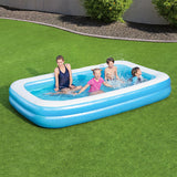 Piscina gonfiabile rettangolare Bestway con bambini che giocano in acqua su prato verde