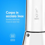 Caffettiera italiana Bialetti acciaio inox con corpo in acciaio per una preparazione duratura del caffè