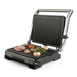 Piastra grill elettrica Black & Decker con superficie antiaderente e maniglia regolabile per cucinare carne e verdure