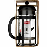 Caffettiera a stantuffo Bodum in confezione, realizzata in vetro resistente e metallo durevole