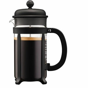 Caffettiera a stantuffo Bodum in nero con manico ergonomico per preparare caffè fresco
