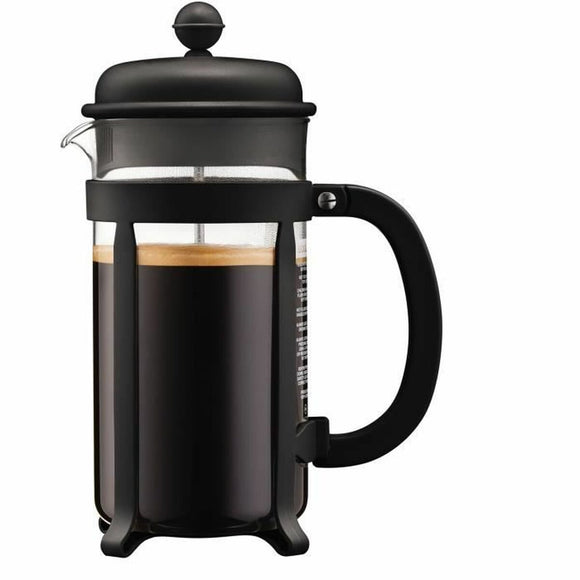 Caffettiera a stantuffo Bodum in nero con manico ergonomico per preparare caffè fresco