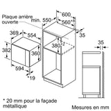 Dimensioni per installazione microonde Bosch nero 25 litri con schemi e misure dettagliate