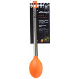 Poggiamestolo in acciaio inox BRA con manico arancione, ideale per cucinare e servire piatti caldi