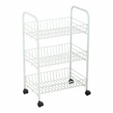 Carrello Confortime a tre ripiani in metallo bianco con ruote per organizzazione casa e cucina