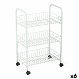 Carrello metallico bianco Confortime a tre ripiani con ruote per organizzazione e conservazione in casa