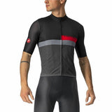 Maglia ciclismo Castelli uomo in grigio e rosso con zip frontale e design aerodinamico