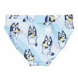 Costume da bagno bambino Bluey in blu con divertenti stampe di Bluey per il divertimento estivo