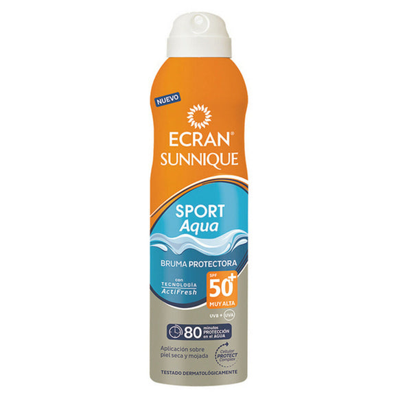 Ecran spuma solare protettiva 50+ sport in confezione spray per alta protezione durante l'attività all'aperto