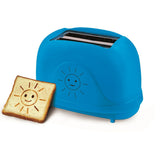 Tostapane Esperanza EKT003B azzurro con fette di pane tostato e faccina sorridente