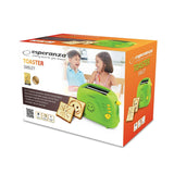 Confezione del tostapane Esperanza EKT003 con disegno sorridente, ideale per preparare fette di pane tostate