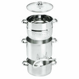 Set di pentole in acciaio inox con coperchio e colino per estrattore succo in acciaio inox