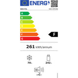 Etichetta energetica frigorifero combinato rosso design NEWPOL con consumo di 261 kWh all'anno