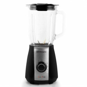 Frullatore da cucina 1,5 litri Orbegozo con caraffa in vetro e base nera elegante