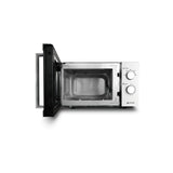 Microonde Grunkel argentato 700W con design elegante e controlli semplici per un utilizzo pratico in cucina