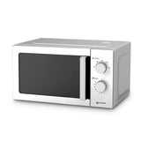 Microonde Grunkel argentato 700W con design elegante e controlli manuali per una cucina efficiente