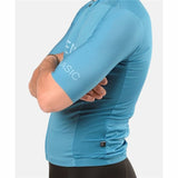 Maglia ciclismo uomo azzurra Hemon in tessuto traspirante con maniche corte