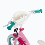 Manubrio della bicicletta per bambina Huffy rosa con cestino e impugnature verdi per il massimo comfort