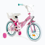 Bicicletta per bambina Huffy rosa con manubrio blu e sella comoda per un divertimento all'aria aperta