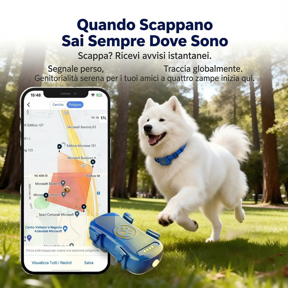 Localizzatore GPS per animali domestici (cani e gatti) con SIM IoT integrata