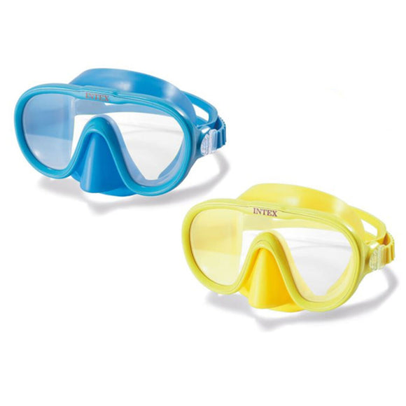 Maschera da immersione Intex 55642 in blu e giallo, ideale per sport acquatici e avventure in mare