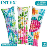 Tre materassini gonfiabili Intex tropicale con design floreali per divertimento in acqua e relax all'aperto