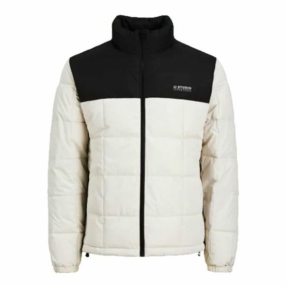 Giacca sportiva uomo Jack & Jones in bianco e nero, ideale per sport e attività all'aria aperta.