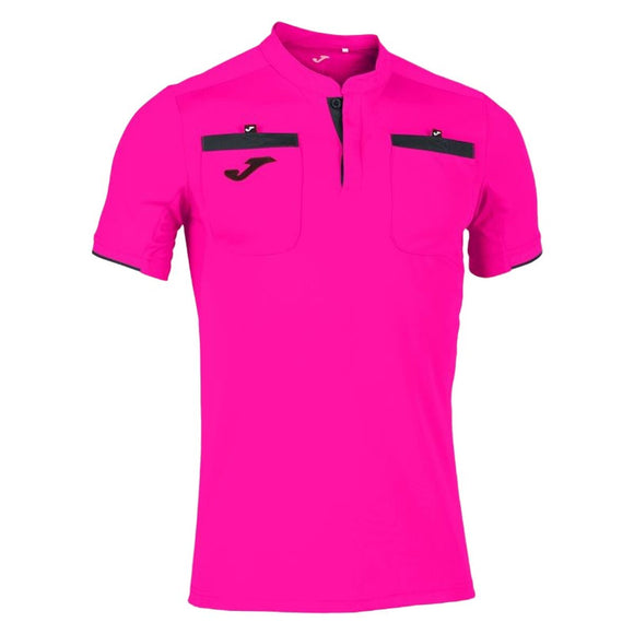 Maglia calcio uomo Joma in rosa brillante con dettagli neri e collo rialzato per comfort durante il gioco