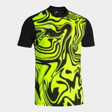 Maglia da calcio uomo Joma Lion II in giallo e nero con design astratto per sportivi.