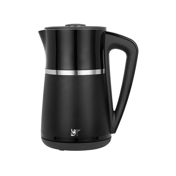 Bollitore elettrico acciaio inossidabile Lafe in nero, con impugnatura ergonomica e design elegante.