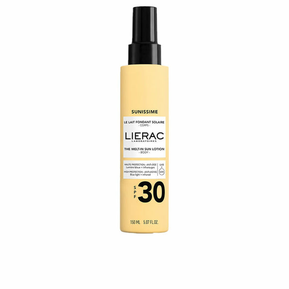 Flacone di protezione solare Lierac Sunissime SPF 30 per una pelle protetta e idratata durante l'esposizione al sole