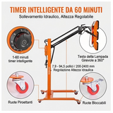 Lampada di polimerizzazione a infrarossi, 3300 W, timer da 1 a 60 minuti.