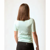 Maglia ciclismo donna Hemon Oasis in verde chiaro vista posteriore con maniche corte adatta per cicliste