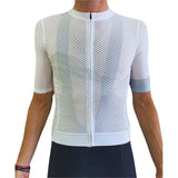 Maglia da ciclismo leggera uomo in rete bianca con zip frontale per la ventilazione durante le attività all'aperto