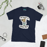 Maglietta unisex I'm just a chill guy con grafica divertente su sfondo blu scuro