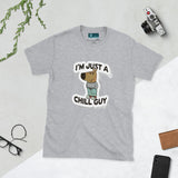 Maglietta unisex I'm just a chill guy con design divertente su tessuto grigio chiaro