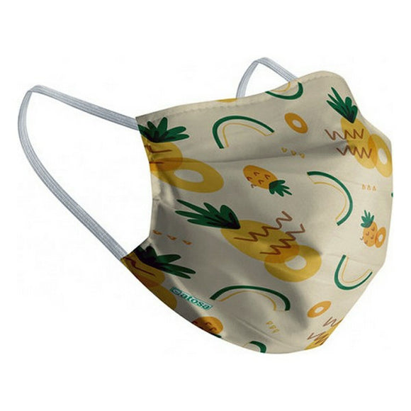 Mascherina bambini riutilizzabile ananas con design allegro e colorato per una protezione divertente