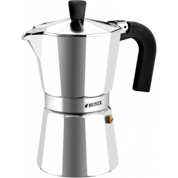 Caffettiera italiana 6 tazze Monix in acciaio inox lucido con manico ergonomico