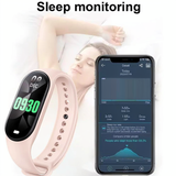 Smartwatch M9 per uomo e donna, braccialetto fitness, fascia sportiva, monitoraggio della frequenza cardiaca e della pressione sanguigna, impermeabile, multifunzione.