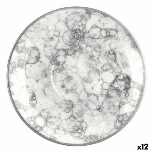 Set di 12 piatti porcellana gourmet con design elegante e moderno in bianco e grigio