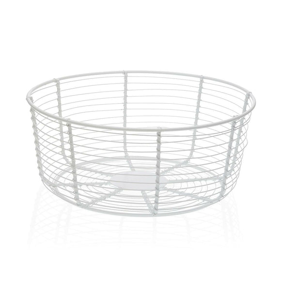 Portafrutta design moderno in filo metallico bianco, ideale per frutta e decorazioni in cucina