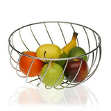 Portafrutta metallo cromato con frutta fresca, design moderno e elegante per decorare la cucina
