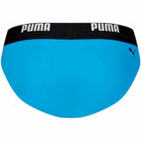 Costume da bagno uomo Puma in blu con cintura nera e logo Puma visibile sul retro