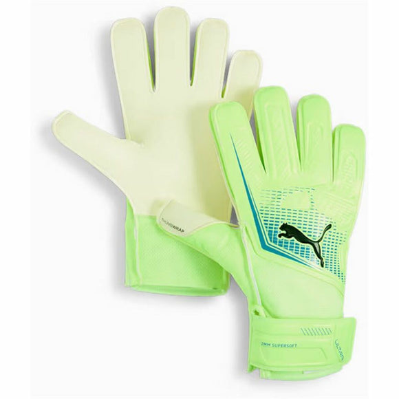 Guanti da portiere Puma Ultra Play in verde chiaro con supporto e grip ottimizzati per il calcio